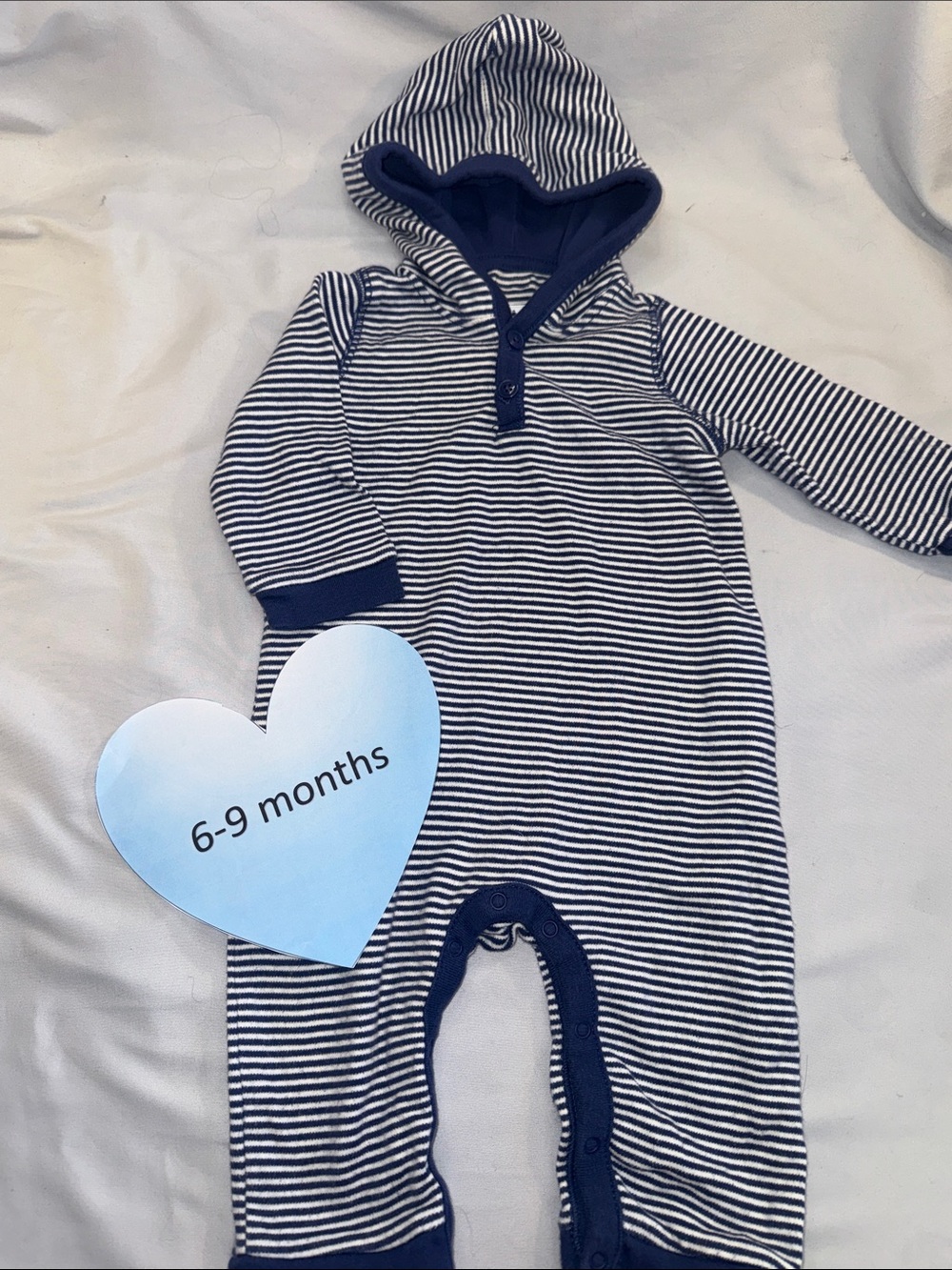 GAP Navy & White Striped Hooded Romper